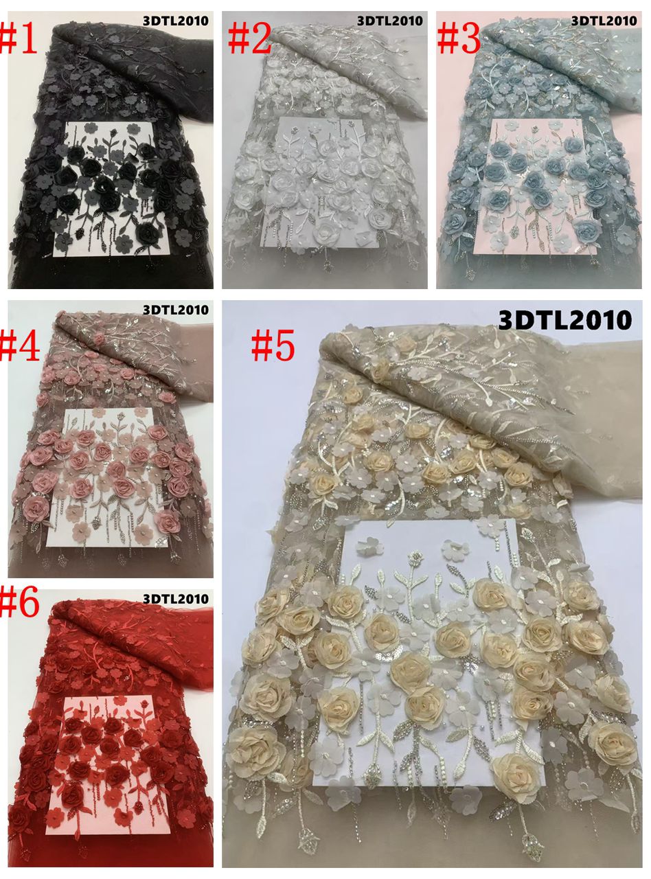 3D Flower Beaded Lace Fabric 1