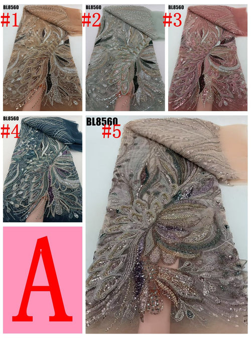 3D Flower Beaded Lace Fabric 2